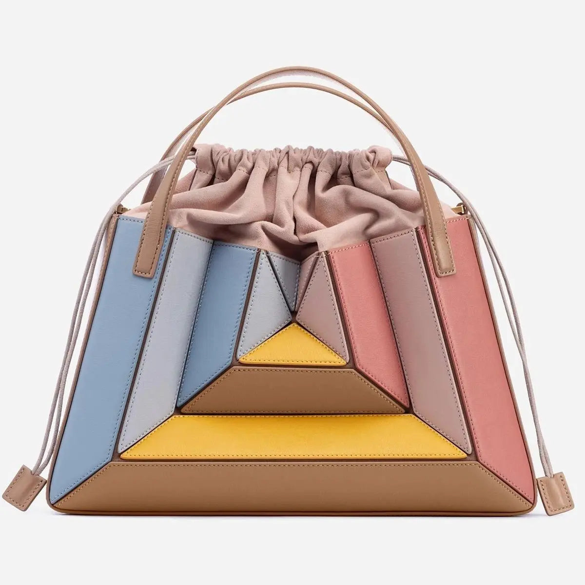 Zen Contrast Color Patchwork Drawstring HANDBAG - Fason De Viv