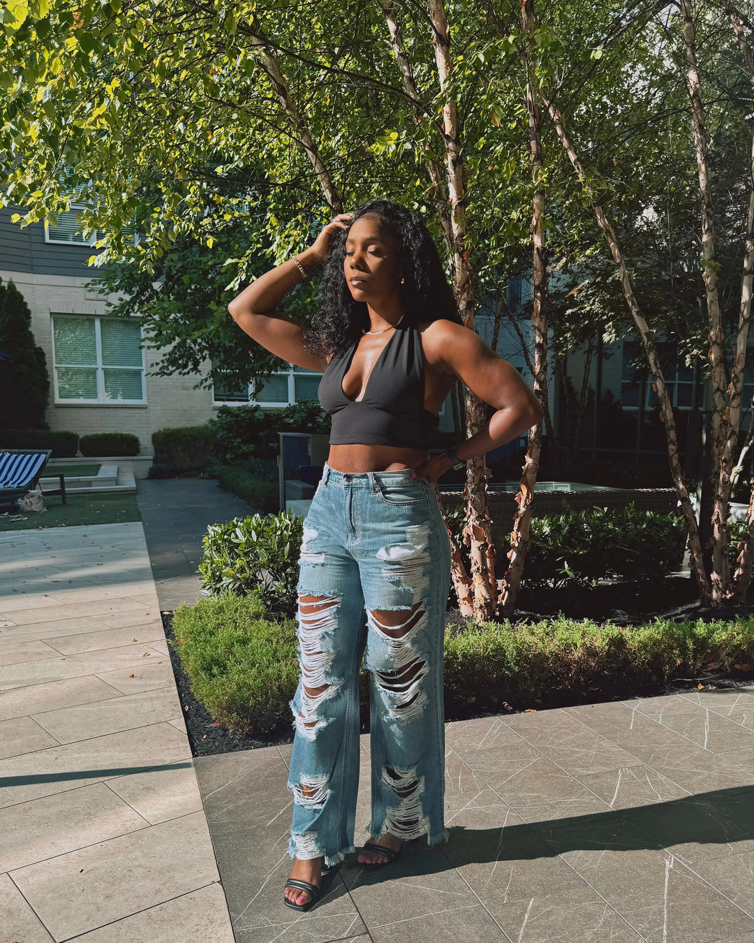 Zen Distressed Wide-Leg Ripped Jeans – High-Waisted Denim FASON DE VIV 
