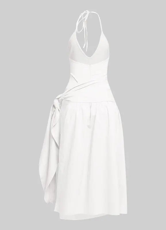 Zen One side open skirt halter neck midi dress - Fason De Viv