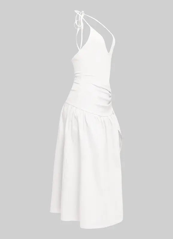 Zen One side open skirt halter neck midi dress - Fason De Viv