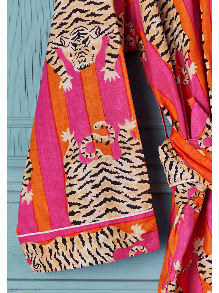 Zen Tiger Stripe Cotton Lounge Robe