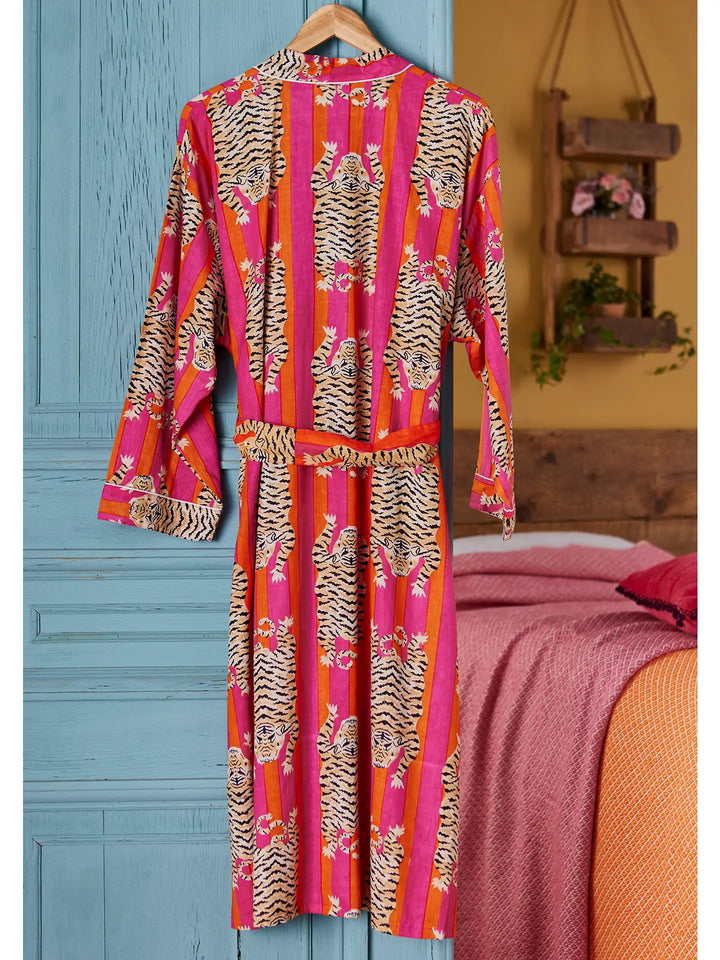Zen Tiger Stripe Cotton Lounge Robe