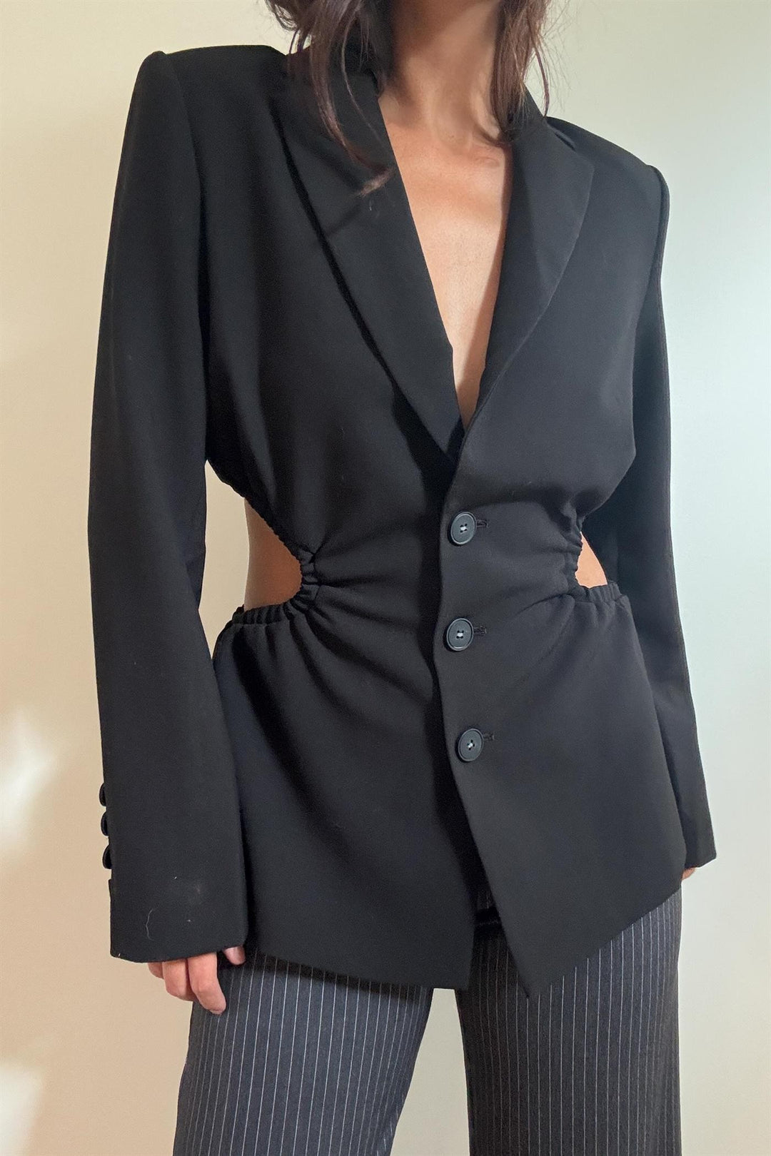 Aalyia Side CutOut Detail Black Blazer