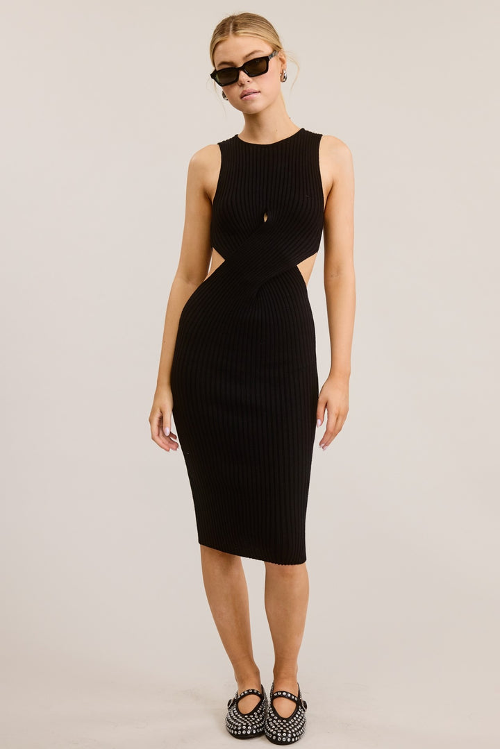 Posh Bodycon Sweater Dress | Sleeveless Ribbed Midi -   Fason De Viv