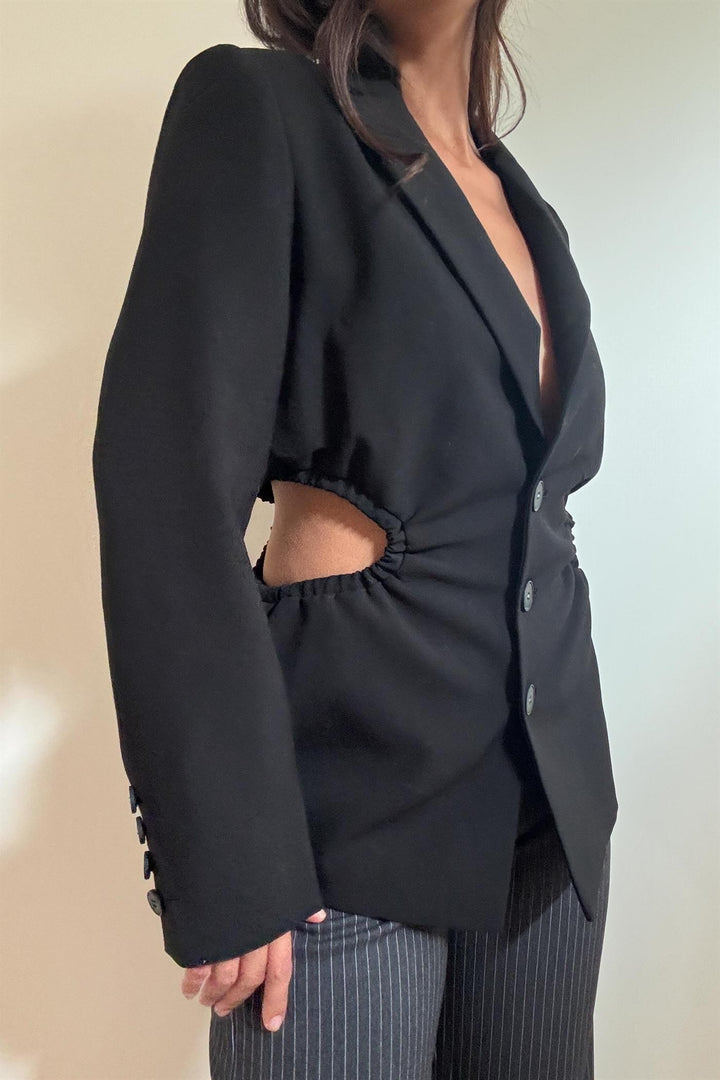 Aalyia Side CutOut Detail Black Blazer