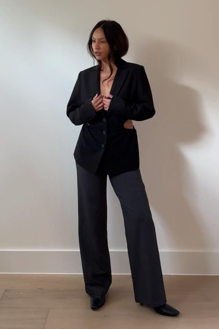 Aalyia Side CutOut Detail Black Blazer