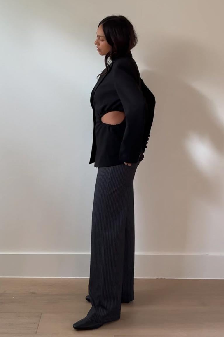 Aalyia Side CutOut Detail Black Blazer