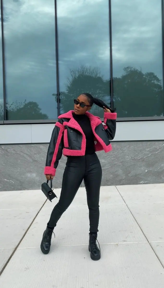 FDV Sherpa - PU Bomber Coat - Fason De Viv