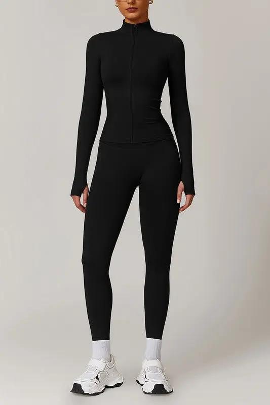 ZenJacket & Leggings Set Stand Collar Full Zipper
