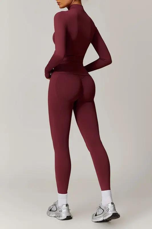 ZenJacket & Leggings Set Stand Collar Full Zipper