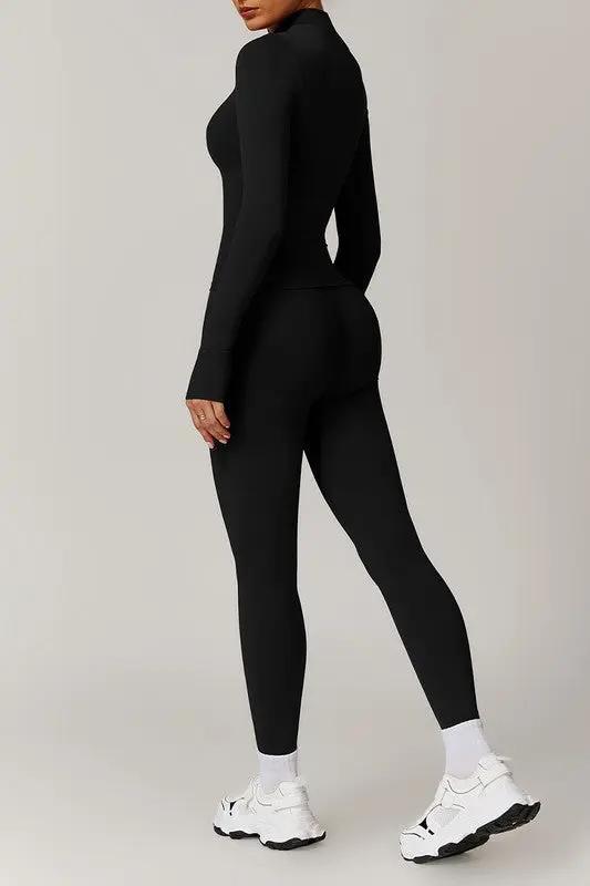 ZenJacket & Leggings Set Stand Collar Full Zipper