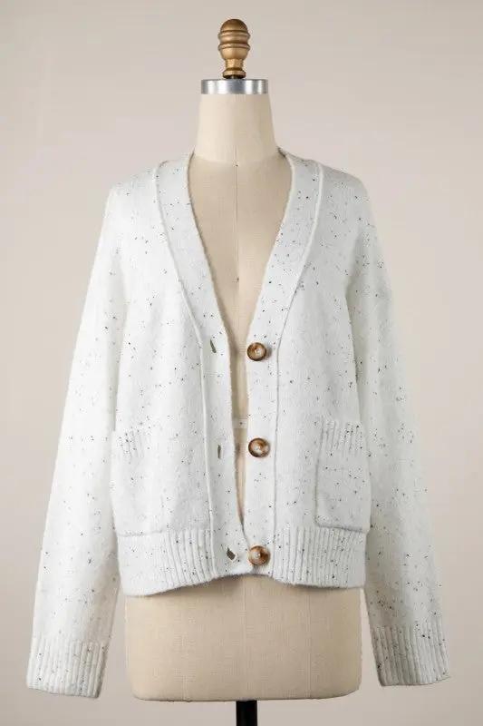 white soft fully knit cardigan 