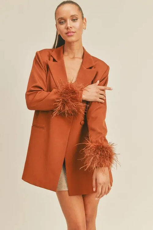 BEBE Feather trim blazer - Fason De Viv