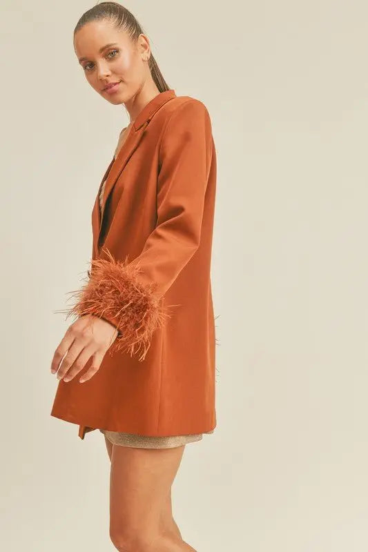 BEBE Feather trim blazer - Fason De Viv