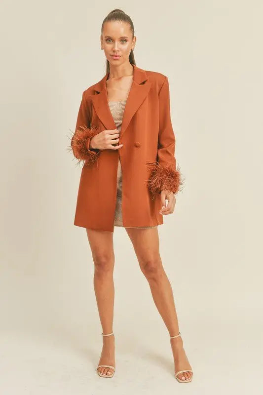 BEBE Feather trim blazer - Fason De Viv
