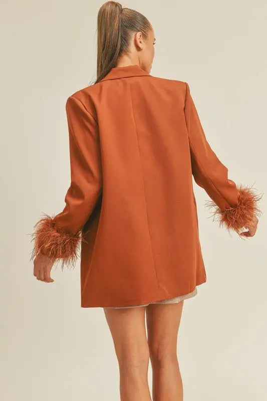 BEBE Feather trim blazer - Fason De Viv