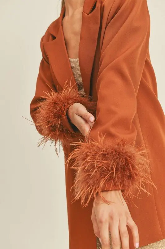 BEBE Feather trim blazer - Fason De Viv