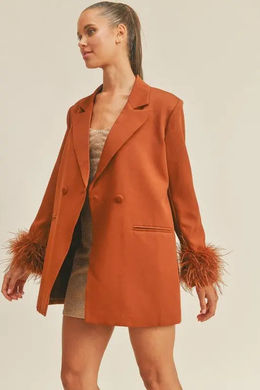 BEBE Feather trim blazer - Fason De Viv