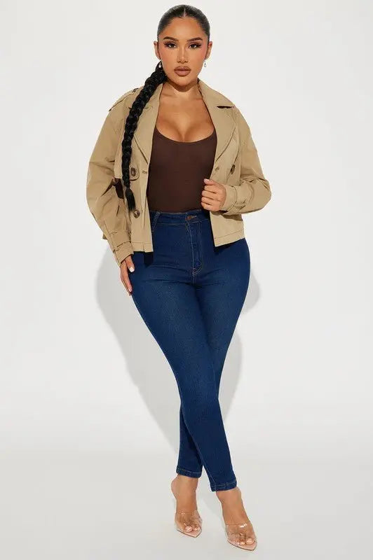 Bri Cropped Trench Jacket - Trench Coats from 5Besties