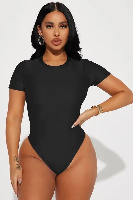 CEE SHORT SLEEVE BLACK BODYSUITS - Fason De Viv