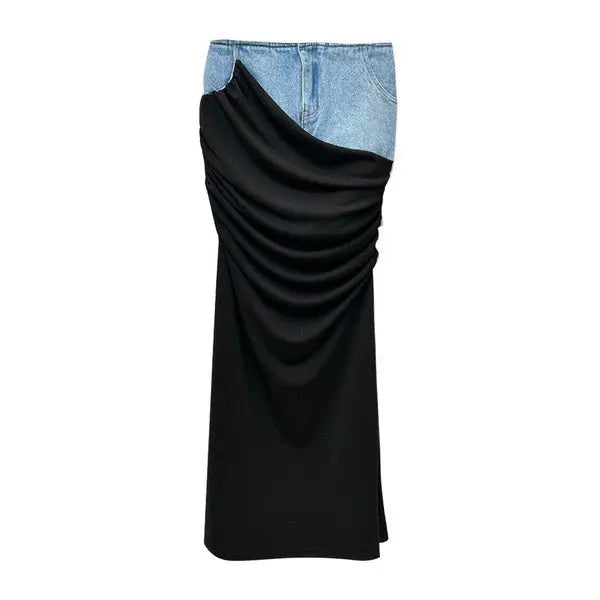 Denim and ruched skirt - Fason De Viv