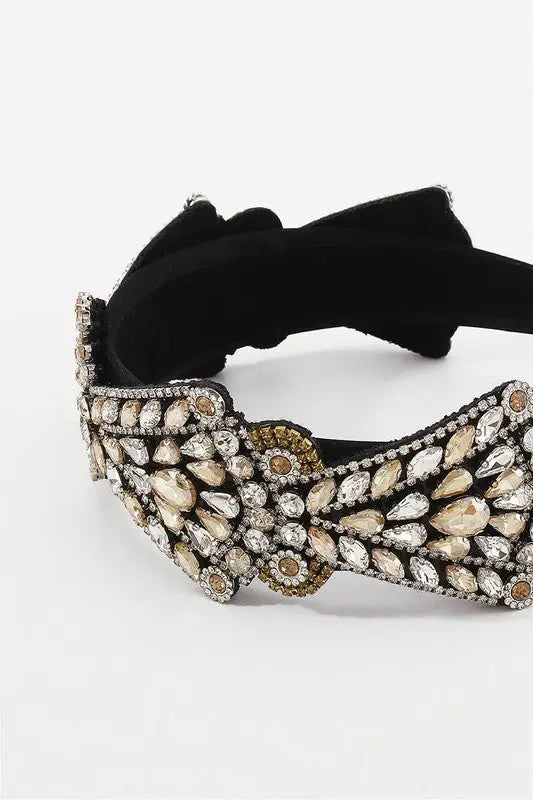 Exquisite Rhinestone Bow Headband - Fason De Viv