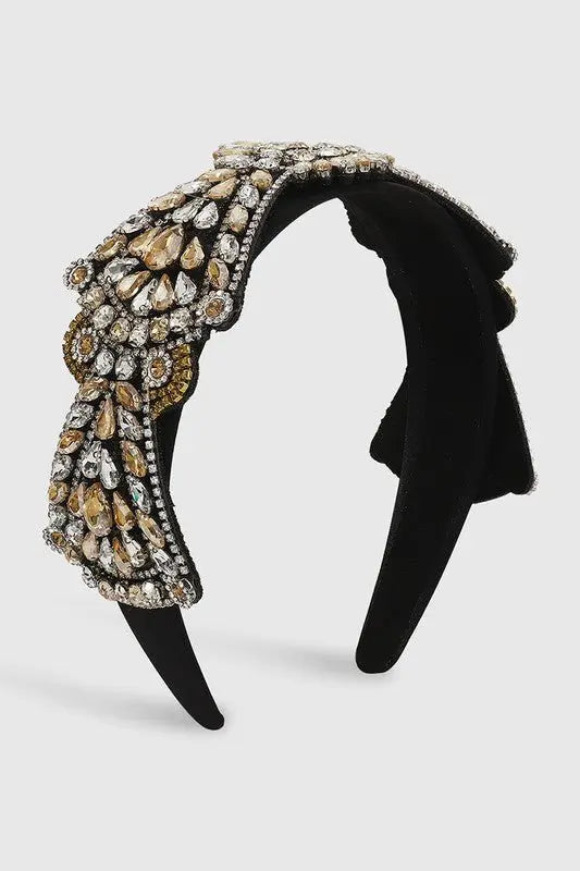 Exquisite Rhinestone Bow Headband - Fason De Viv