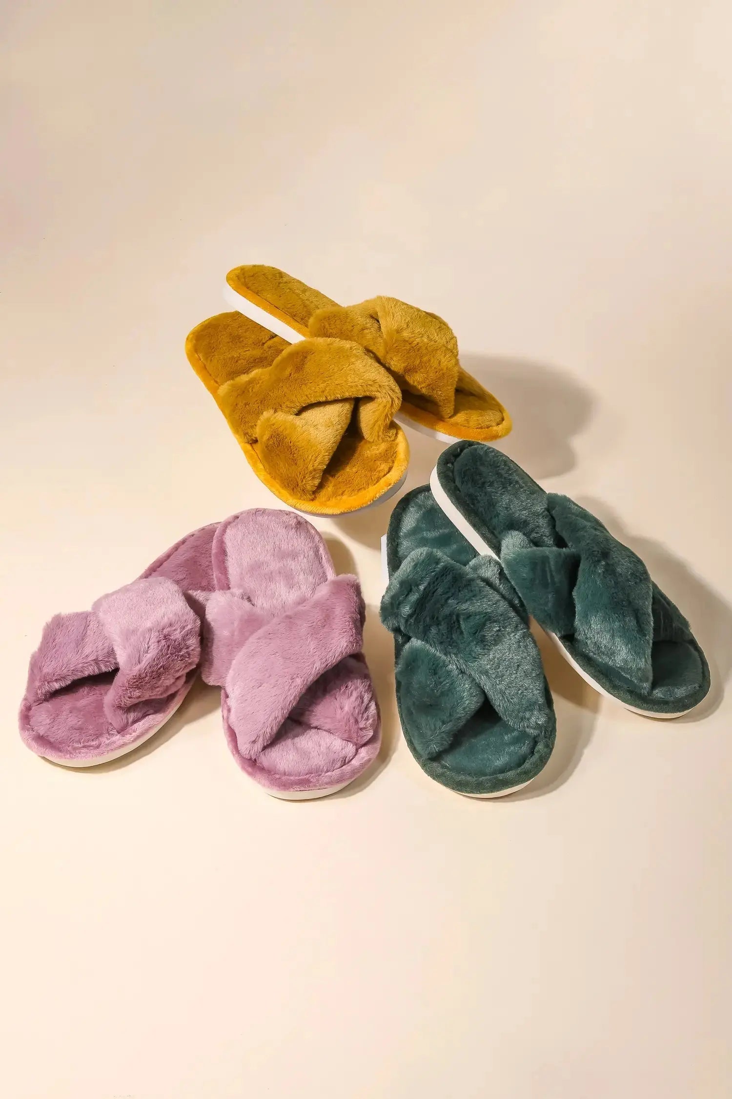 Faux Fur Open Slippers - Fason De Viv