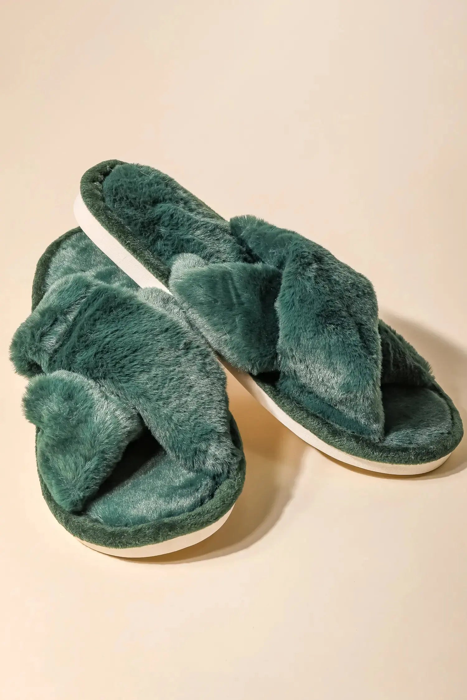Faux Fur Open Slippers - Fason De Viv