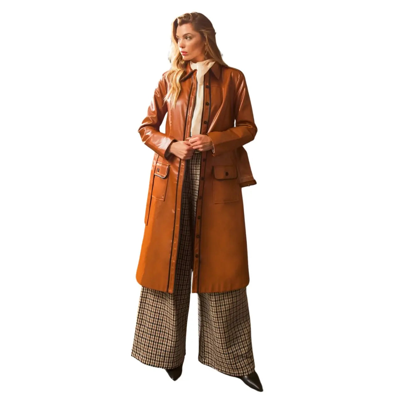 Faux leather trench coat - Fason De Viv