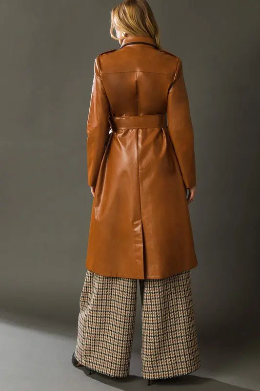 Faux leather trench coat - Fason De Viv