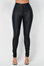 High waist black Pu pants - Fason De Viv
