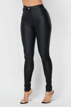 High waist black Pu pants - Fason De Viv