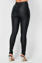 High waist black Pu pants - Fason De Viv