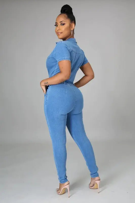 Judy Zip Up Demin Jumpsuits - Fason De Viv