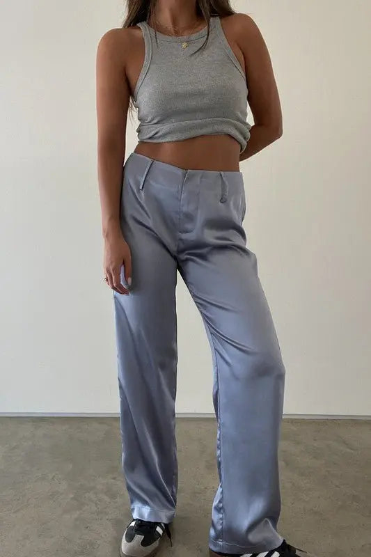 Kendall SATIN STRAIGHT LEG PANTS - Fason De Viv
