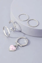 LULU Charm Checkerboard Heart Open Ring Sets - Fason De Viv