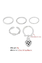 LULU Charm Checkerboard Heart Open Ring Sets - Fason De Viv