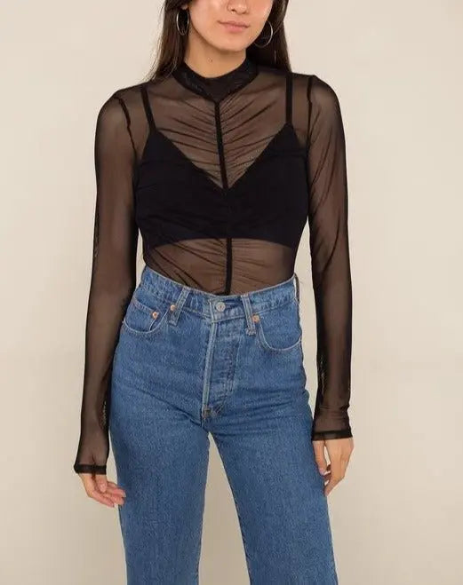 Liz Shirred Mesh Top - Fason De Viv