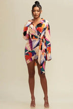 POSH ABSTRACT PRINT TAIL SHIRT DRESS - Fason De Viv