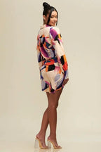 POSH ABSTRACT PRINT TAIL SHIRT DRESS - Fason De Viv