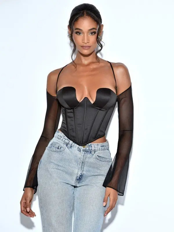 Posh Corset Satin Top - Fason De Viv