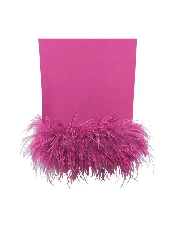 Posh Fuchsia Feather Trim Dress - Fason De Viv