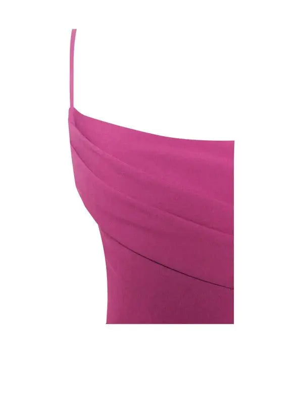 Posh Fuchsia Feather Trim Dress - Fason De Viv