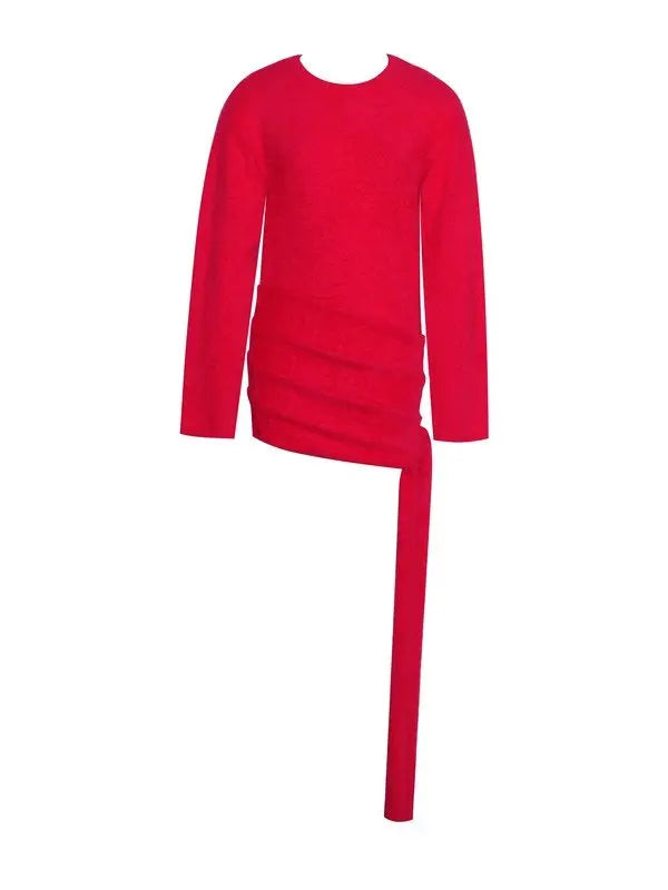 Posh Red fur Backless Sweater Dress - Fason De Viv