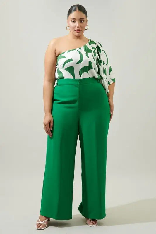 Posh Suave Belted Wide Leg Trousers Curve - Fason De Viv