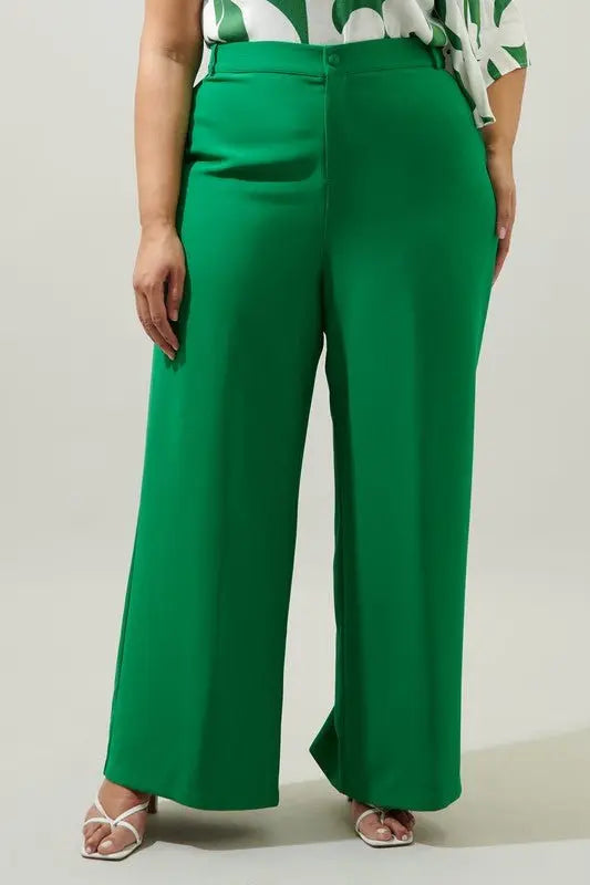 Posh Suave Belted Wide Leg Trousers Curve - Fason De Viv