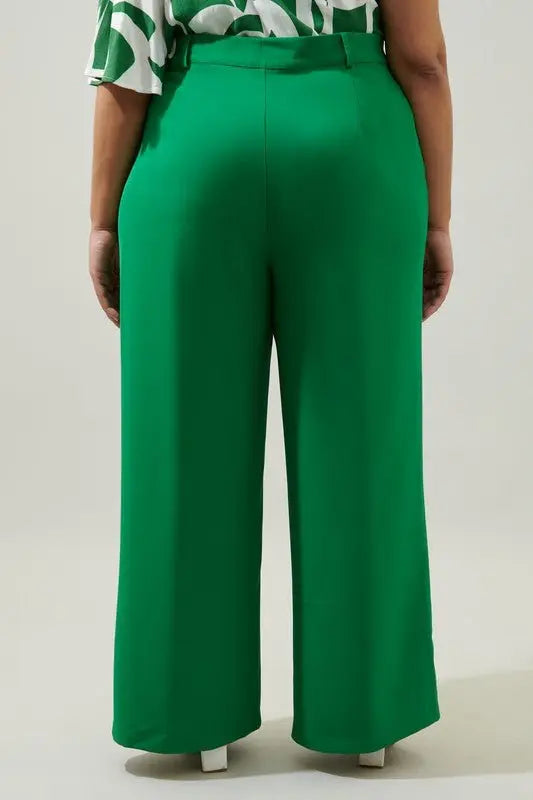 Posh Suave Belted Wide Leg Trousers Curve - Fason De Viv