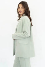 Sage Green Lapel Blazer - Fason De Viv