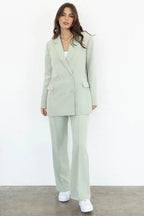 Sage Green Lapel Blazer - Fason De Viv